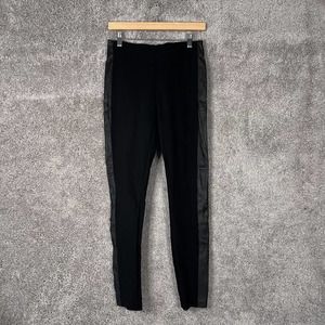 J. Crew Leggings Womens Size 4 Black Pixie Cut Leather Trim Skinny Zip Closure
